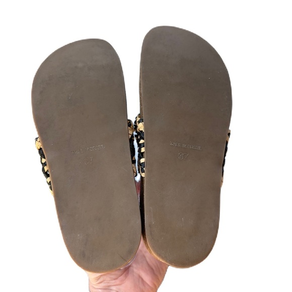 Ulla Johnson Netta Sandal Melange Black and Cream Size 37 Size 7 US Toe Strap - Picture 5 of 16